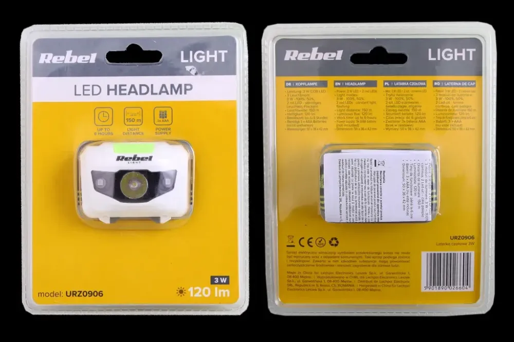 Фонарик налобный 120лм Rebel (4 режима, под AAA батарейки) Винница - изображение 1