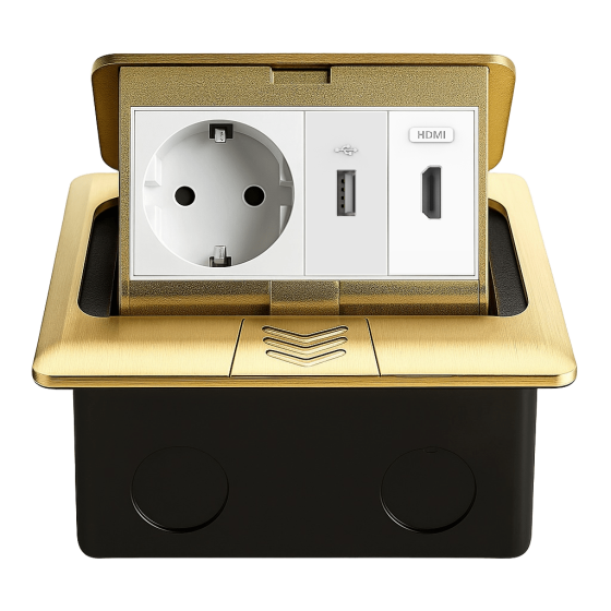 LIVOLO Розетка підлогова подвійна LIVOLO золота, вбудована у підлогу, з USB 10Вт, HDMI, для кух Коломыя