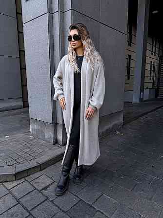 Женский теплый длинный кардиган на запах плотная альпака Одесса