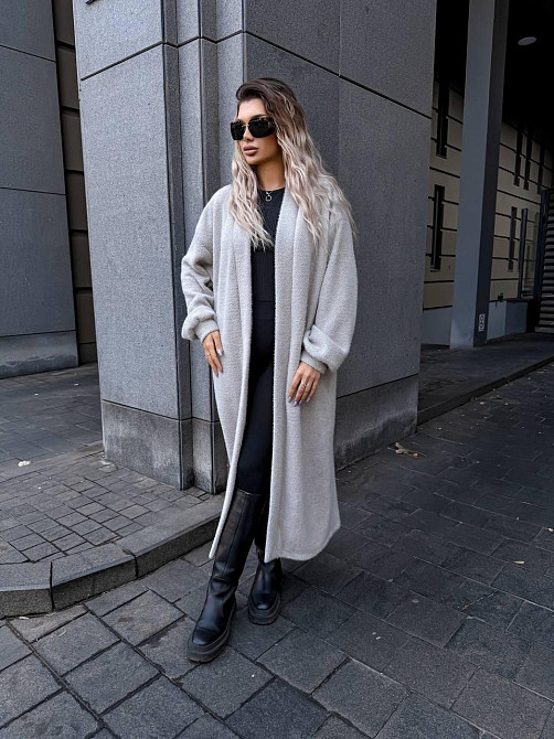 Женский теплый длинный кардиган на запах плотная альпака Одесса - изображение 4