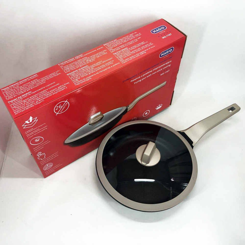 Сковородка для приготовления Magio MG-1167 26 см, Сковородка удобная для кухни Сковорода повара NH-70 Львов - изображение 4