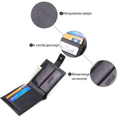 Кошелек Canpellini Из натуральной кожи Черный (21772) Винница