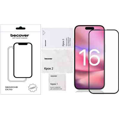 Скло захисне BeCover Apple iPhone 16 Black (712122) Вінниця