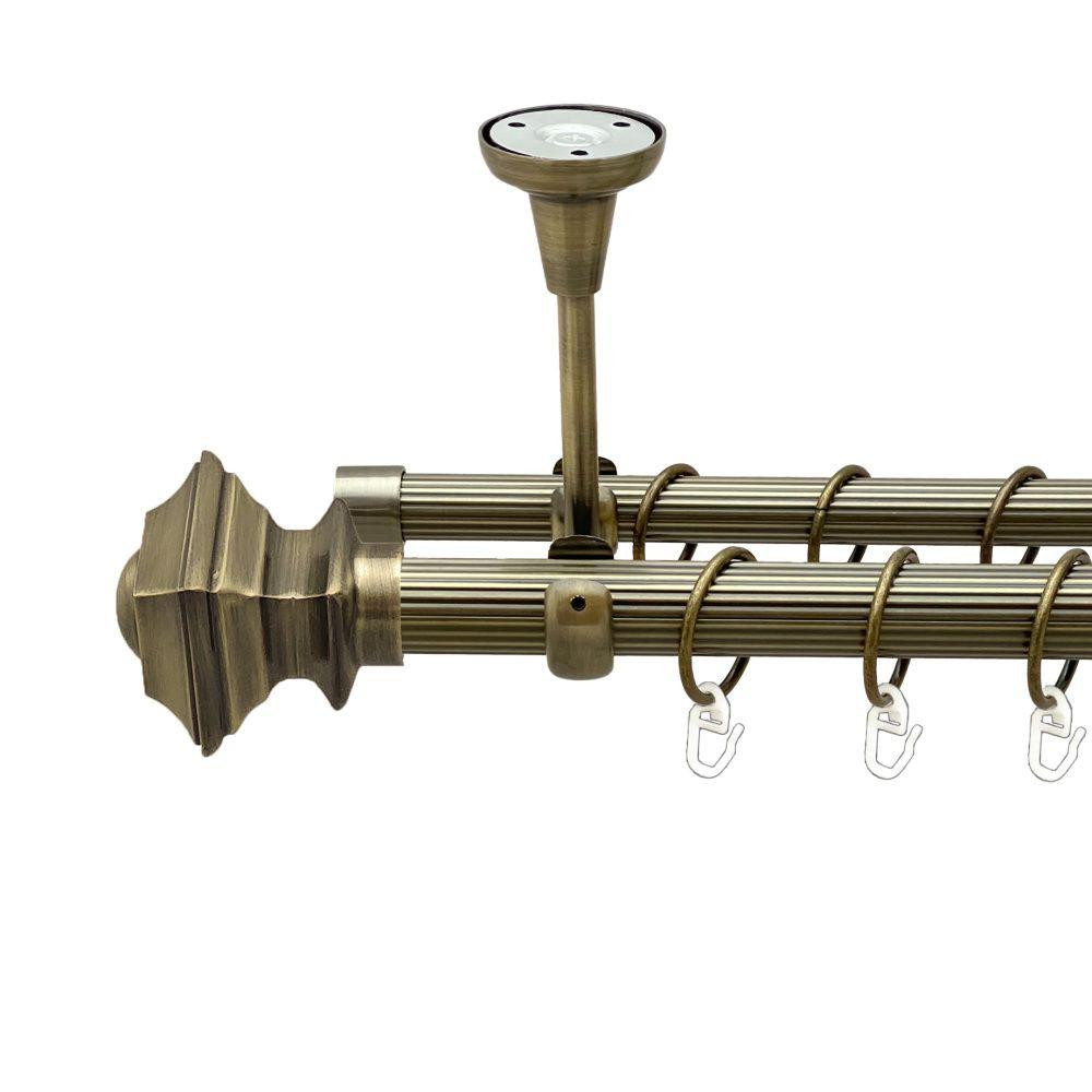 Карниз Orvit Борджеза металевий дворядний відкритий до стелі рифлена труба кільце металеве Антик 25\19 мм 160 см (00-00018837) Львів - фото 1