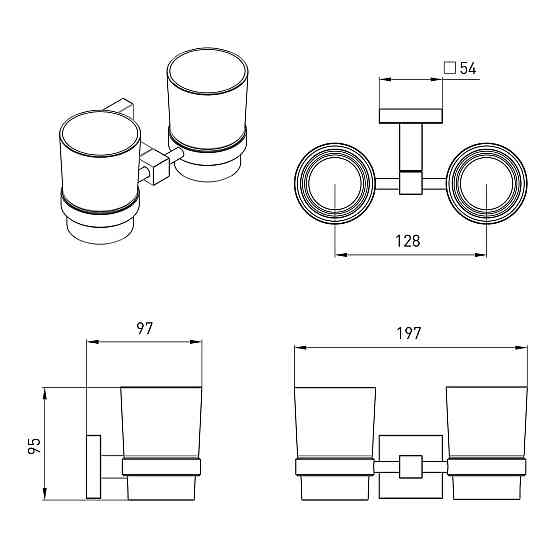 Стакан подвійний для зубних щіток VOLLE CUADRO de la noche чорний Київ