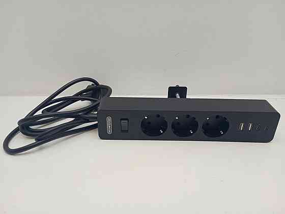 Мережевий подовжувач з кріпленням до столу 7-в-1: 3 розетки + 2 USB-A + 2 USB-C Ntonpower 1.5м (товар вживаний) Луцк
