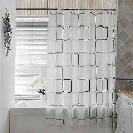 Шторка для ванної та душу з кільцями 180x200 см водовідштовхувальна, шторка для ванної кімнати з гачками та магнітами Кам'янець-Подільський