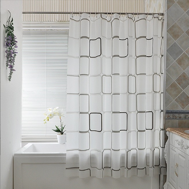 Шторка для ванной и душа с кольцами 180x200 см водоотталкивающая, шторка для ванной комнаты с крючками и магнитами Каменец-Подольский - изображение 1