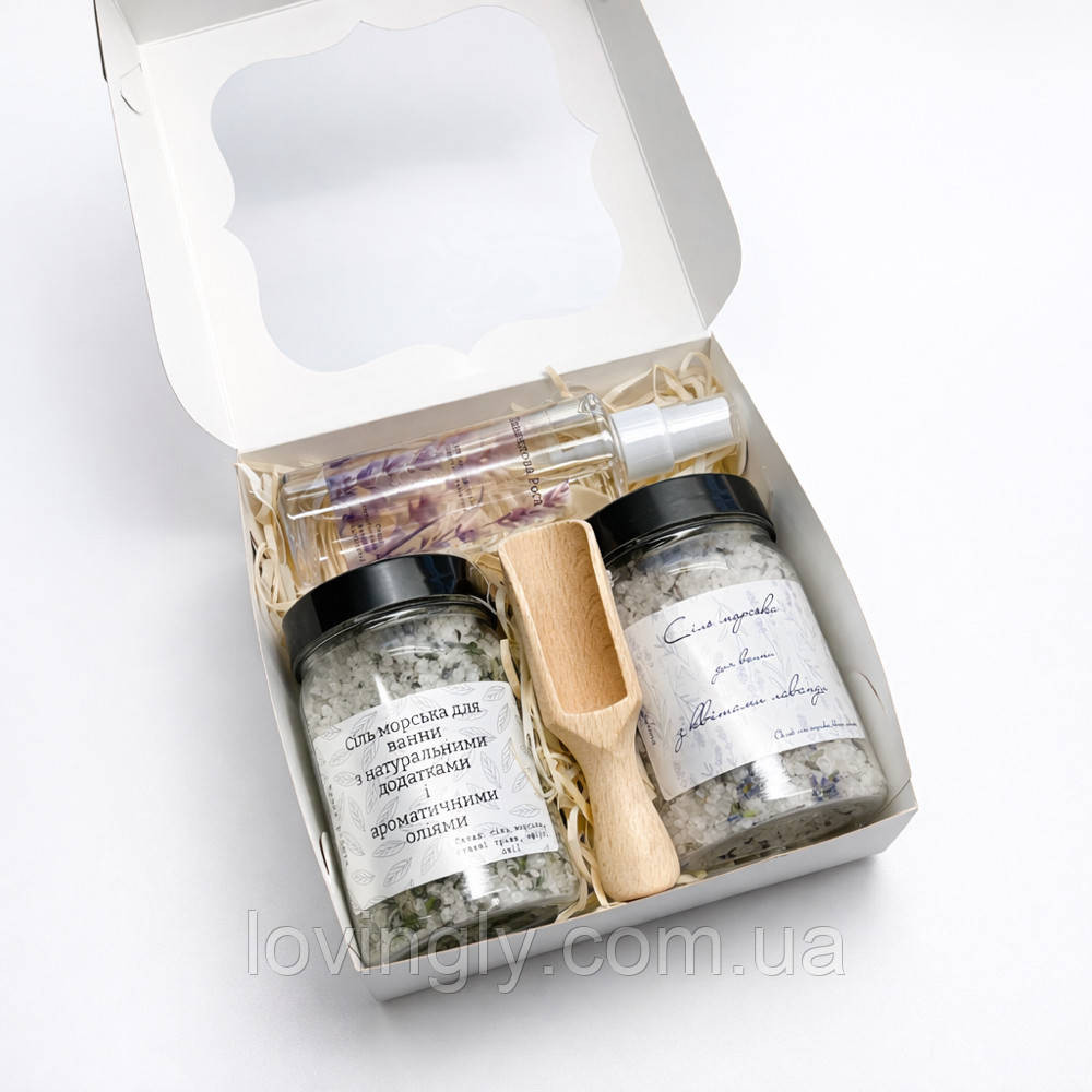 Крафтовый подарочный бокс натуральная соль для ванны с лавандой и мятой из собственного поля Ирпень - изображение 7