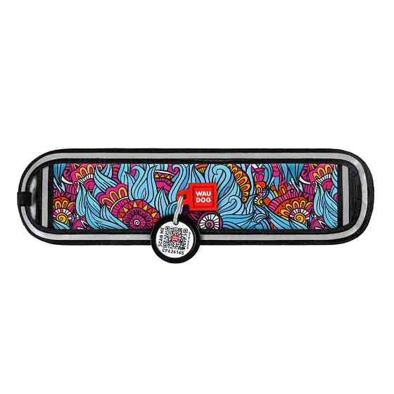 Ергономічна накладка на нашийник WAUDOG Nylon з QR-паспортом, малюнок "Літо" (розмір XS, для ши Коломыя