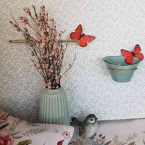 Шпалери вінілові на флізелін 0.53х10.05 м Rasch Textil Petite Fleur 5 гілки маленькі блакитні квіти на білому Київ