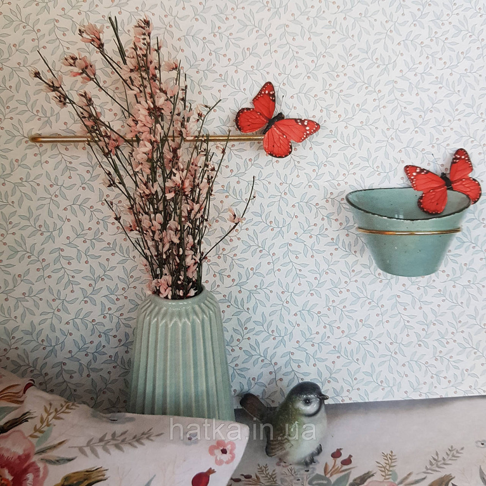 Шпалери вінілові на флізелін 0.53х10.05 м Rasch Textil Petite Fleur 5 гілки маленькі блакитні квіти на білому Київ - фото 1