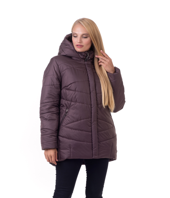 Стильный пуховик без меха шоколад Киев - изображение 1