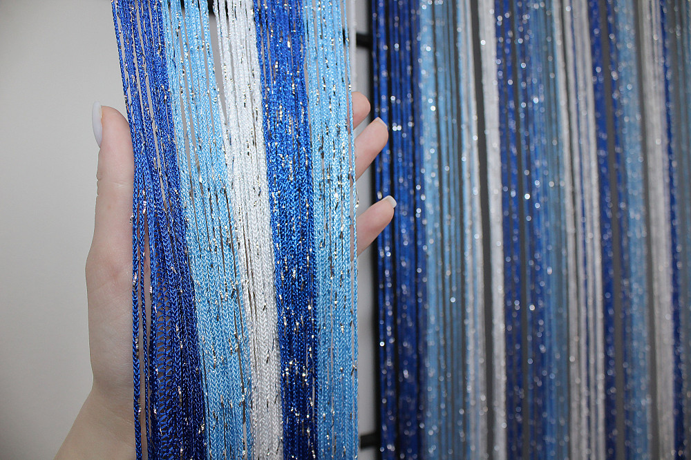 Штори-нитки "Кісея" з люрексом Синій із блакитно-білим 300х300см 1 шт (61-027) Київ - фото 6
