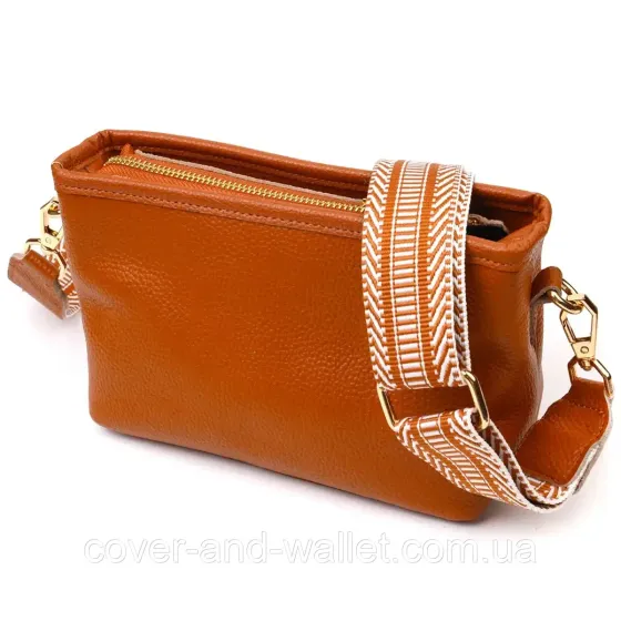Женская наплечная сумка в оранжевом цвете из натуральной кожи Leather Collection Киев