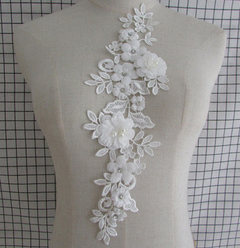 Аппликация на одежду пришивная белая Цветы Киев - изображение 1