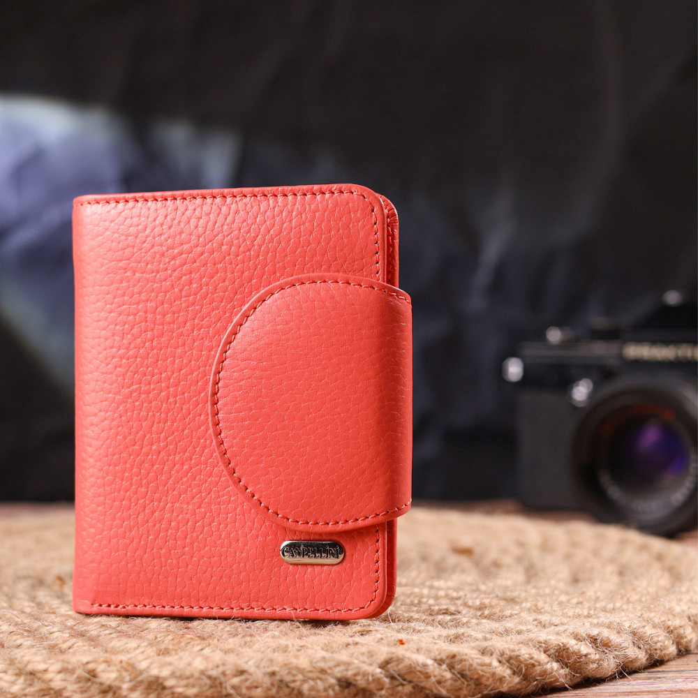 Стильный компактный женский кошелек из натуральной кожи CANPELLINI 21669 Коралловый Киев - изображение 9