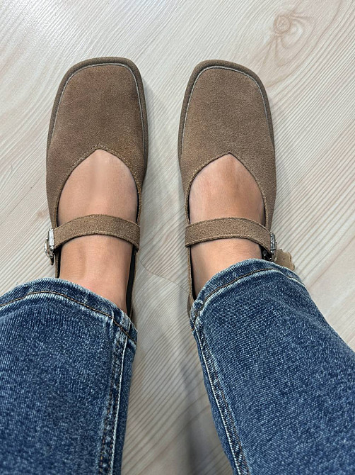 Балетки жіночі Meideli 0109-8 Mary Jane з ремінцем натуральна замша бежеві, 38, 24,5 см Київ - фото 2