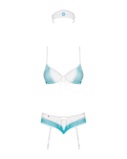 Еротичний костюм медсестри Obsessive 834-CST-6 S/M, біло-блакитний Львов - изображение 5