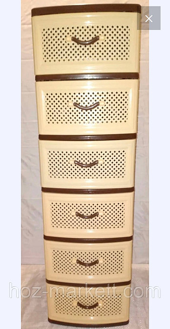 Пластиковый комод на 6 ящиков беж с коричневым Харьков - изображение 1