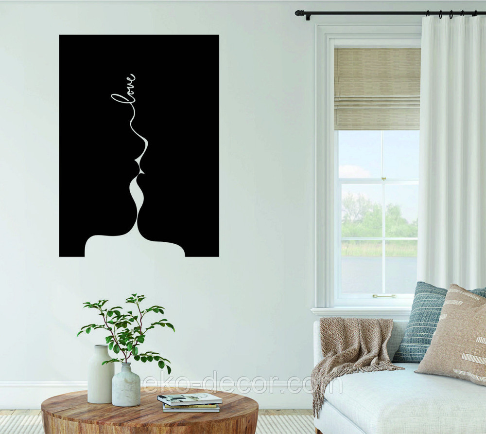 Декоративне настінне 3D Панно «Силует пари», Декор на стіну з об'ємом 90*64 см, Чорний Київ - фото 3