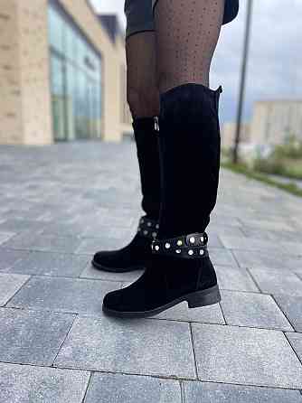 Nivelle Жіночі чоботи зимові з натуральної замші чорні / Чоботи замшеві 5466/2517 р. 37-40 Коломыя