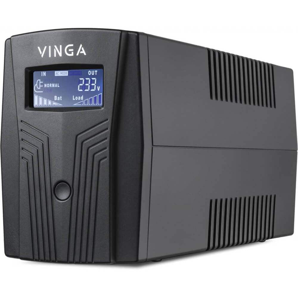 Джерело безперебійного живлення Vinga VPC-800PU 800ВА / 480 Вт з LCD-дисплеєм з USB у пластиковому корпусі Киев - изображение 1