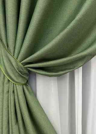 Комплект штор на люверсах VR-Textil Шенилл однотонный № 1684ш Зеленый 150х250 см 2 шт (37-0243) Киев