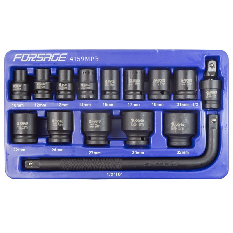 Набір головок ударних 15пр.1/2''(6-гр.) (10,12-19,21,22,24,27,30,32мм) в ложементі Forsage F-4159-5MPB Одеса - фото 1