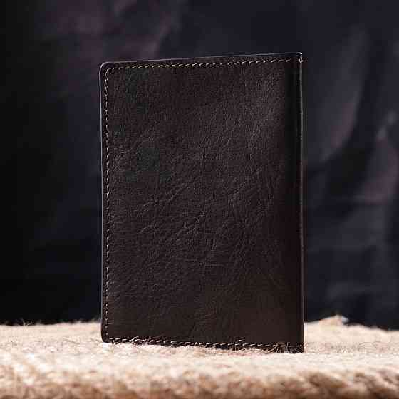 Кожаная обложка на паспорт Карта GRANDE PELLE 16774 Коричневая Киев