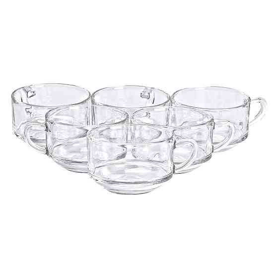 Набор чашек 6 шт для чая и кофе по 270 мл кружки стеклянные прозрачные HP-YH-69 Киев