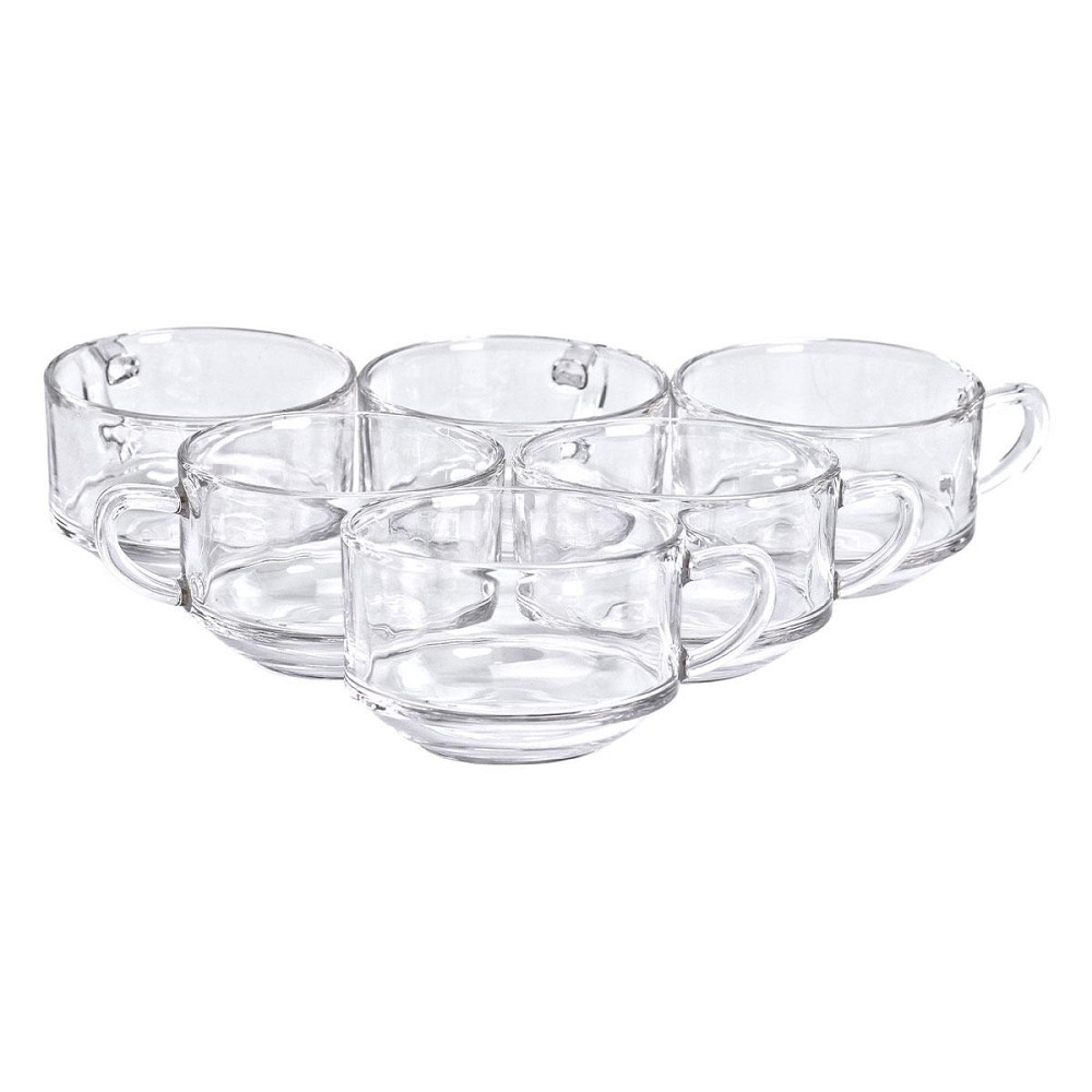 Набор чашек 6 шт для чая и кофе по 270 мл кружки стеклянные прозрачные HP-YH-69 Киев - изображение 3