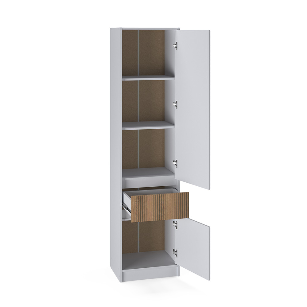 Шафа-пенал закрита з полицями та шухлядою Еверест Стайл-500 50х39х203 см Німфея Альба (білий)/Канелла (DTM-073573) Львів - фото 3