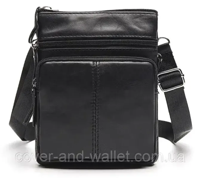 Маленькая вертикальная мужская сумка из натуральной кожи PS Leather Киев - изображение 4