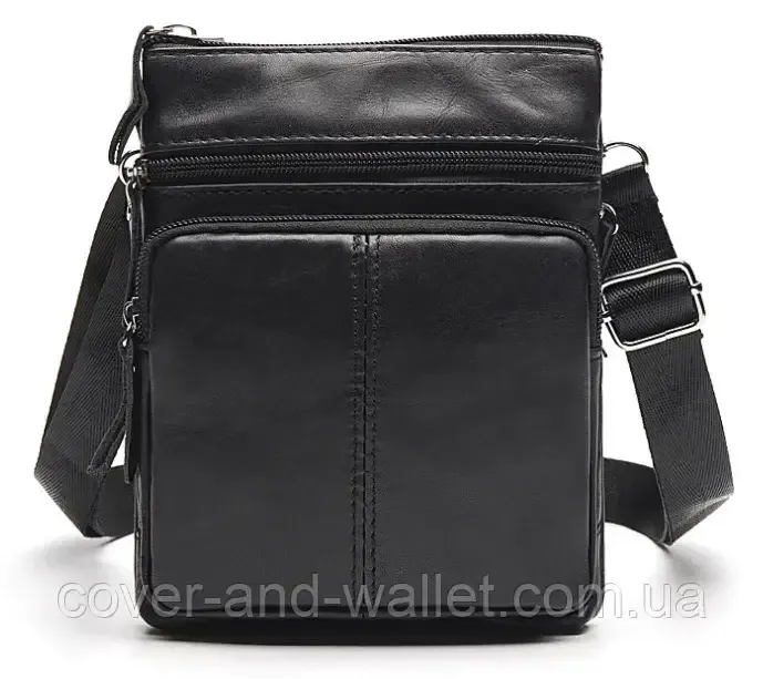 Маленька вертикальна чоловіча сумка з натуральної шкіри PS Leather Київ - фото 4