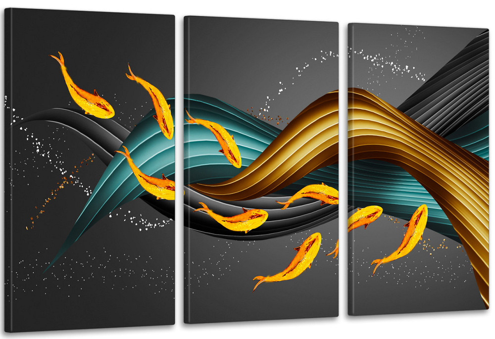 Модульная картина в гостиную / спальню  Золоті рибки   ART-006_3A 70х130 см Київ - фото 1