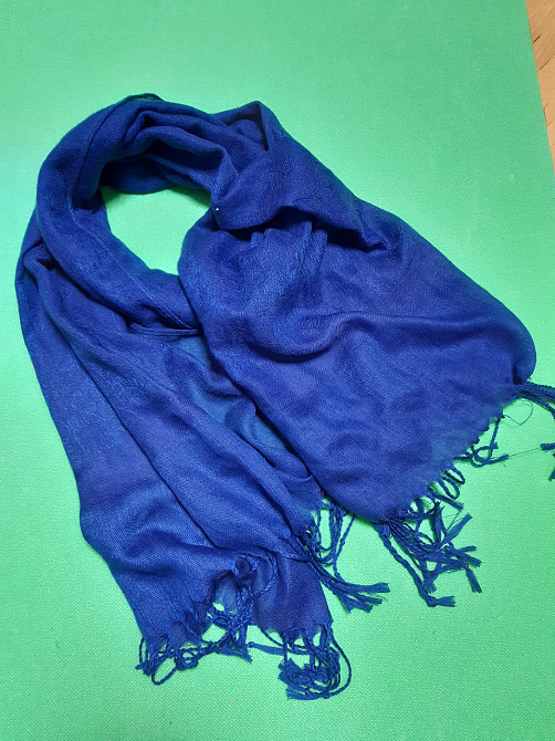 Шарф синего цвета женский - размер шарфа приблизительно 170*65см, 100% полиэстер Киев - изображение 1