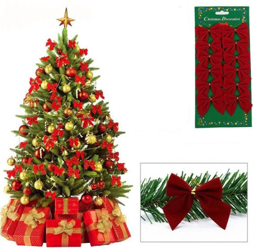 Бантики на елку 12 штук 6 на 4 см красный Киев - изображение 1