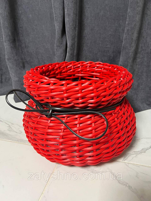 Червоний ротанговий кошик плетений Київ - фото 7