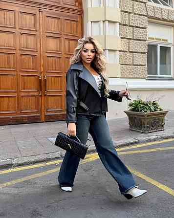 Жіноча стильна повсякденна куртка з екошкіри Одеса