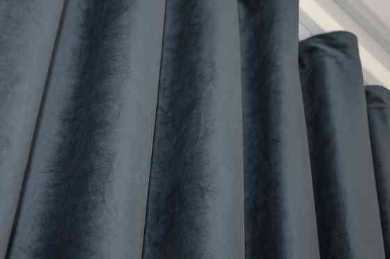 Комплект готових штор VR-Textil Оксамит (бархат) Kadife № 1132ш Темно-синій 150х275 см 2 шт (30-948) Київ