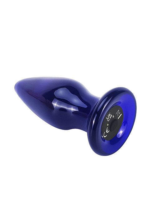 Скляна анальна пробка із вібрацією ToyJoy Buttocks конічної форми, синя Sex Aura Київ - фото 6