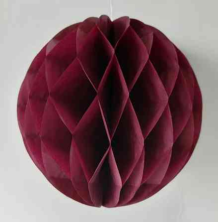 Шар из бумаги Соты 25 см бордовый Киев