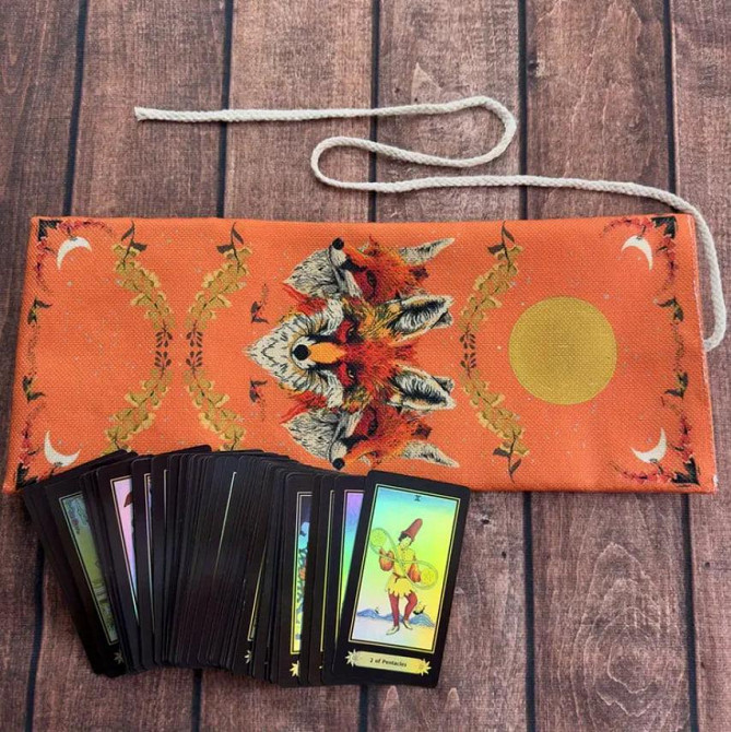 Сумка для зберігання карт Таро 38×17 см з лисицями та місячними символами — футляр для рун і карт Київ - фото 6