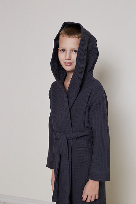 Халат дитячий вафельний Ideal Textile з капюшоном 3 р. (98-102 см) Чернівці - фото 5