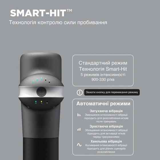 Перкуссионный массажный пистолет Lightsaber Booster U1 Мышечный массажер 2500 мАч (6 насадок) Черный Винница