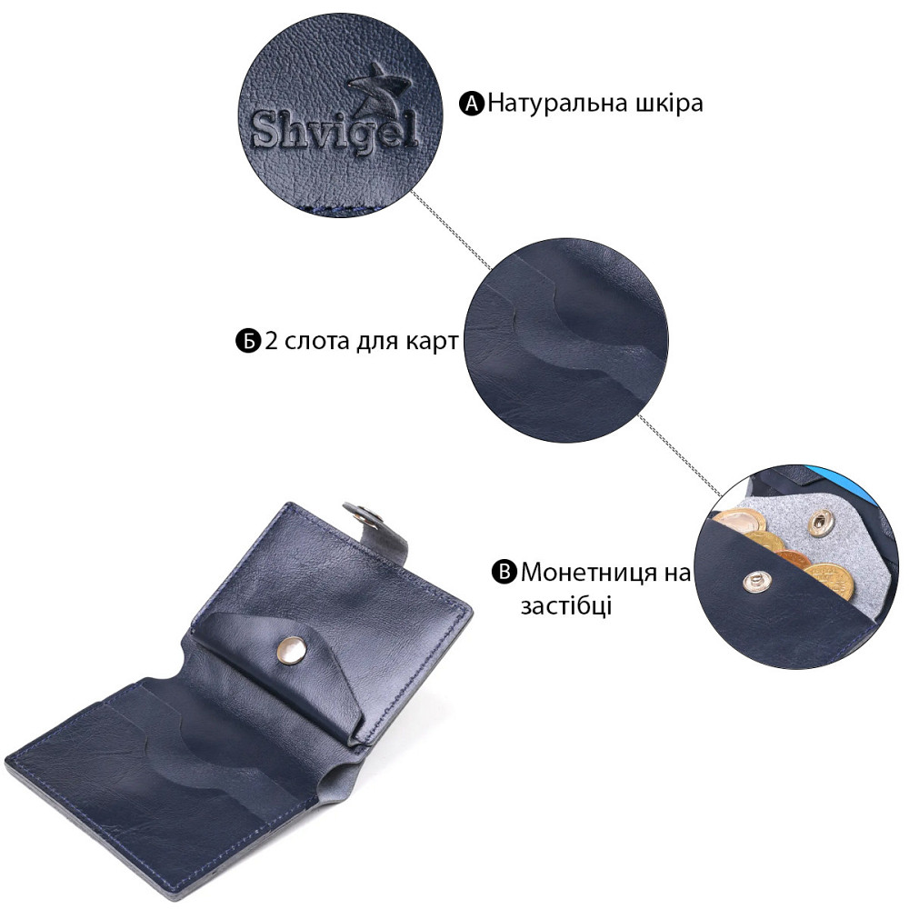 Компактное стильное портмоне Синий (SHVIGEL) Киев - изображение 8