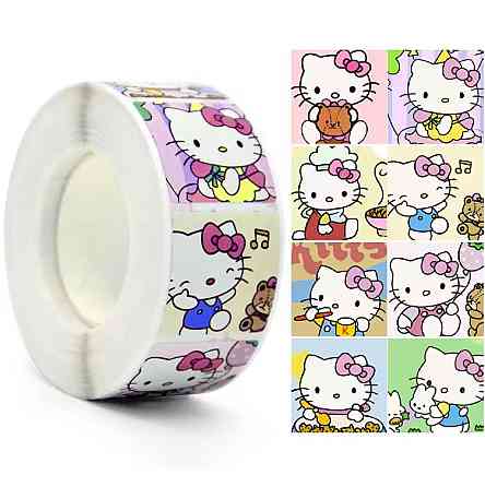 Наклейки Hello Kitty на рулоне 500 шт для детей, скрапбукинга, декора Киев