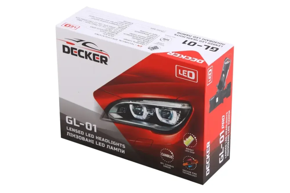 Лампа диодна H4 12-24В з лінзою 8000K/55Вт/   1 ШТУКАCSP3570 Decker з кулером +CAN-модуль Вінниця - фото 1