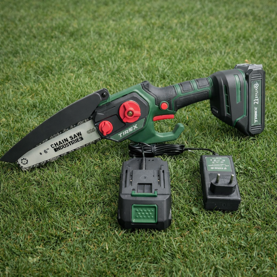 Пила цепная аккумуляторная с бесщеточным двигателем TIREX,Мини пила аккумуляторная 21V 2.0Ah,Мини пила электрическая с штангой Львов